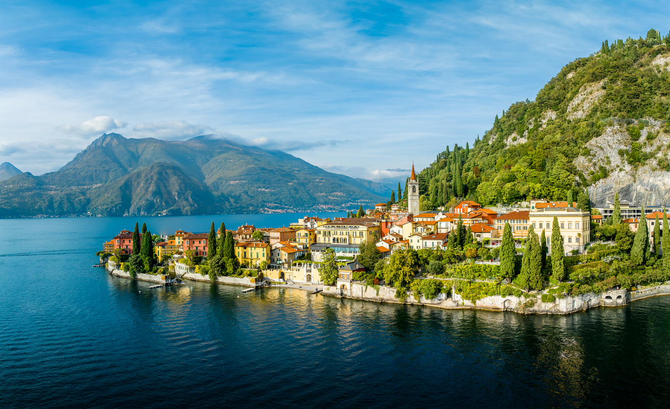 Landscape with Varenna town at Como lake, Italy italy's lake como