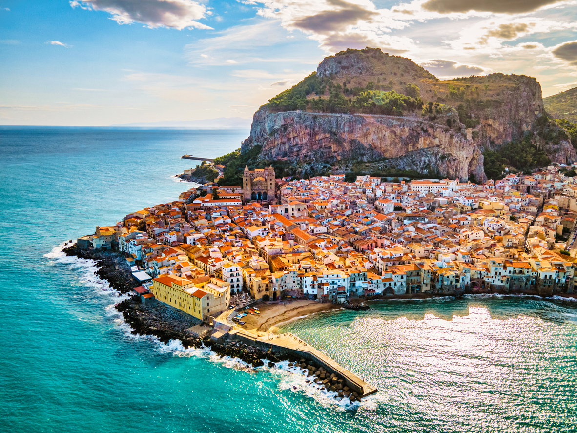 Cefalu, medieval village of Sicily island, Province of Palermo, Italy landscape of sicily